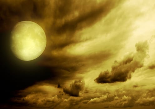 Full moon in the night black sky
