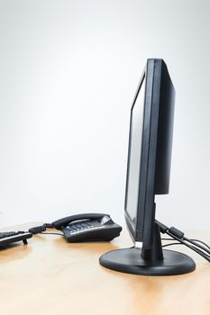 An image of a desktop with monitor background