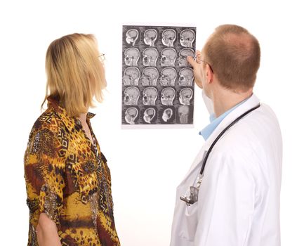 Male medical doctor examining a female patient