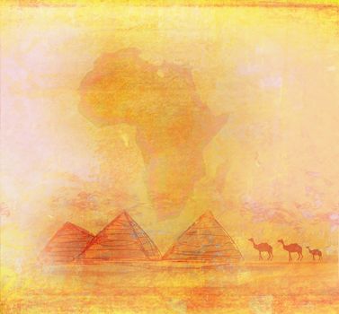 old paper with pyramids giza