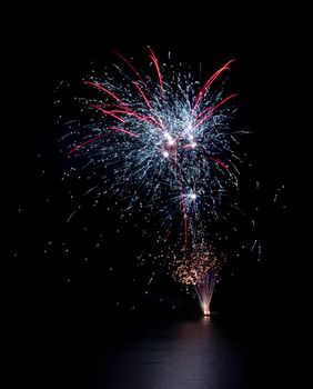 Firework on lake