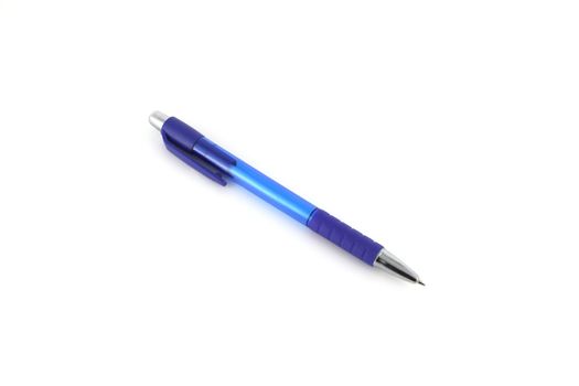 Blue ball-point pen over white