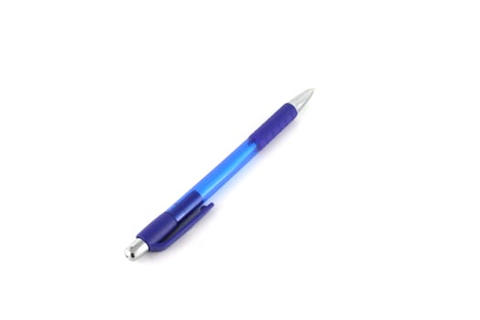 Blue ball-point pen over white