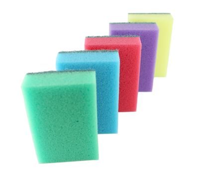 Color sponges over white. Shallow DOF.