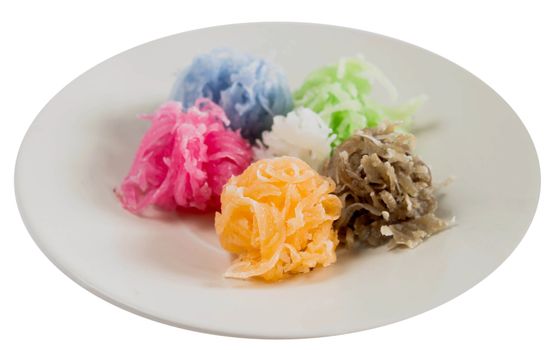 thai dessert made from coconut  on dish
