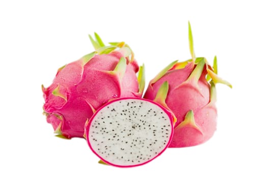 pitaya or dragon fruit  on white background