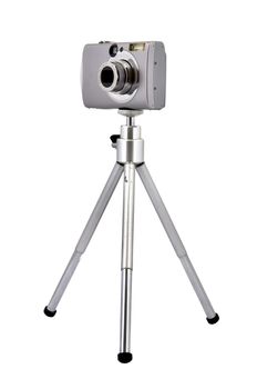Silver Digital Camera on a white background