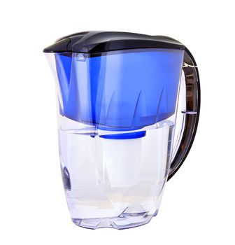 blue water filter on a white background