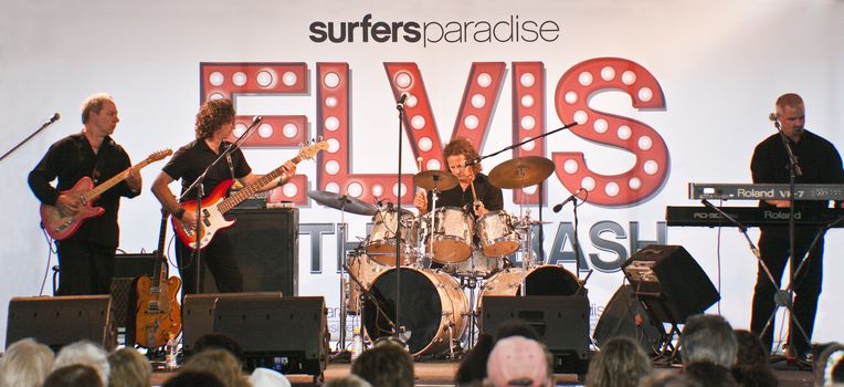 SURFERS PARADISE - JAN 7 Mr. Mark Anthony singer / performer on the stage during the concert "Surfers Paradise Elvis Birthday Bash" Saturday 7 2011 Surfers Paradise Queensland Australia .