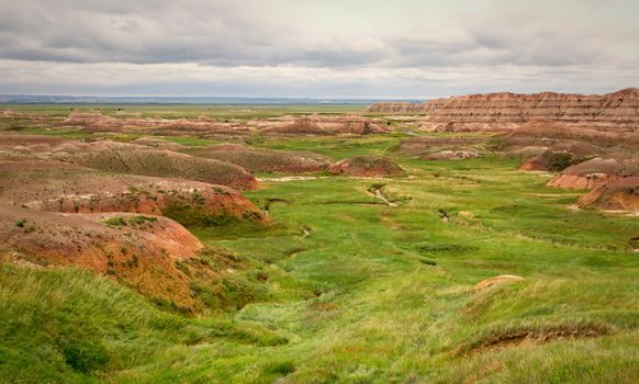 Views of Badlands National Park in South Dakota, USA.