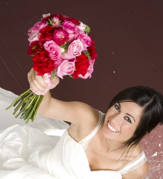 Bride Seated with Bouquet