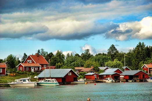 Boathouse in a fishing village