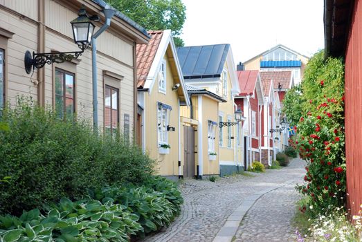 Cottages in a small town in Sweden