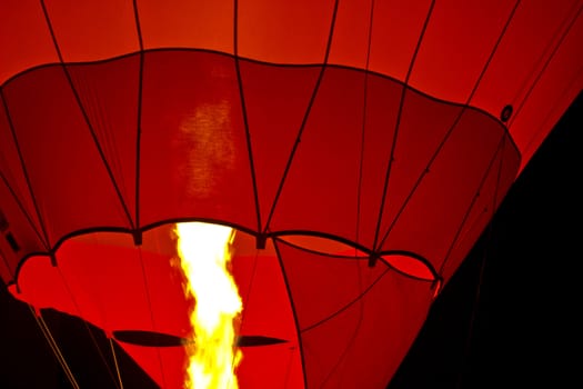 beautiful hot air balloon flying in the night