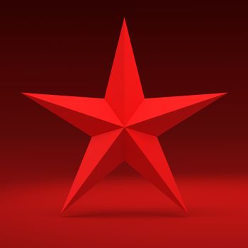 Big red five-pointed star on the red background