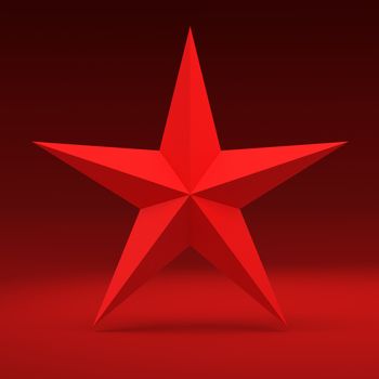 Big red five-pointed star on the red background