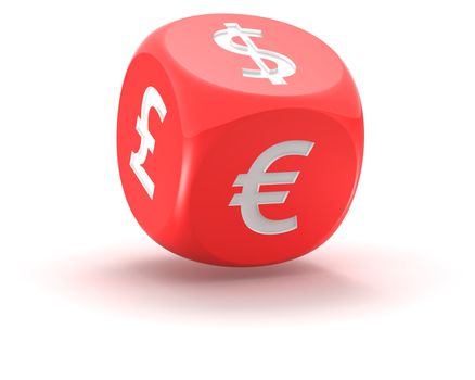 Financial dice on the white background