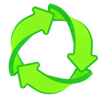 Circle of three green arrows, recycling symbol