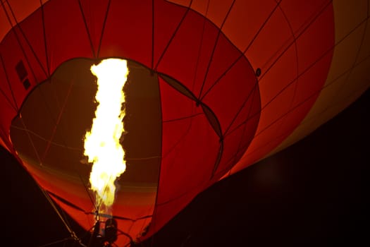 fine hot air balloon flying in the night sky