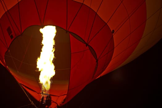 fine hot air balloon flying in the night sky