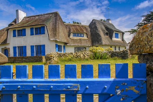 Thatched roof house in Bretagne