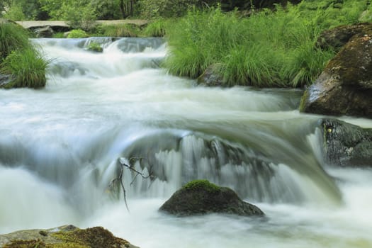 Close up of the Umia River forming rapids, Caldas, Galicia, Spain