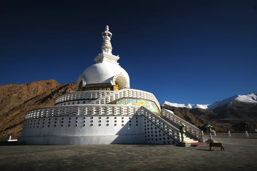 Leh Pagoda with blue sky
