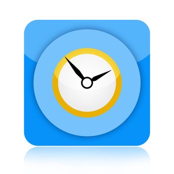 Blue clock icon isolated on white background