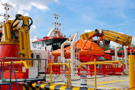 Parts and equipment of new ships being built at the shipyard