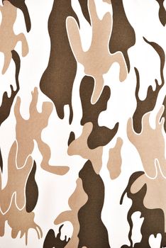 sample of camouflaged fabrics in a vertical orientation