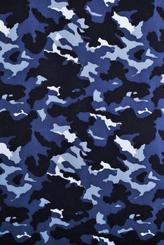 blue camouflage fabric in a vertical orientation
