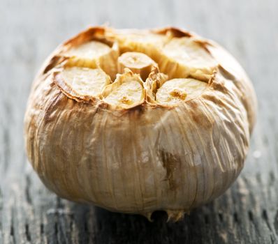 Close up of fresh roasted garlic bulb