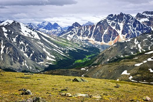 Scenic view from Whistlers Mountain in Jasper National park, Canada