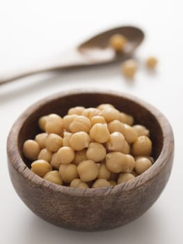 close up of a bowl of chickpeas