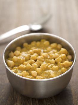 close up of a bowl of chickpea curry