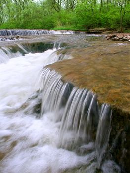 Beautiful cascade on Prairie Creek of the Des Plaines Conservation Area in Illinois.