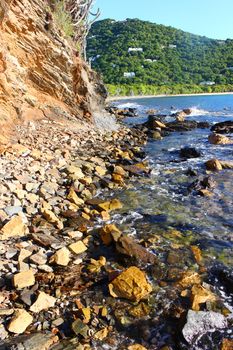 Rocky coastline near Smugglers Cove on the Caribbean island of Tortola.