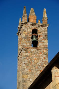 CHIESA di SANTA MARIA in Piazza Roma the main square. Monteriggioni Tuscany Italy