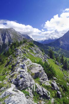 Mighty Alpine mountain range in Austria, spring time.