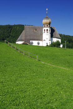 Beautiful white church in the Alps, Bavaria - Germany 