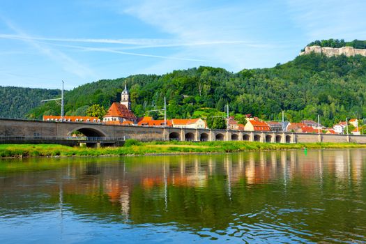 the old city "Koenigstein" on the River Elbe, Germany, the region of Europe