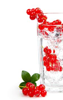 cocktail with ice and berry, isolated on white background