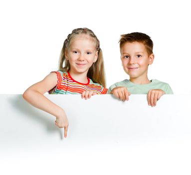 cute kids with white board