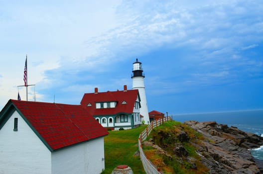 Famous Maine Lighthouse at Portland Headlight in Cape Elizabeth.