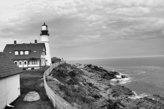 Famous Maine Lighthouse at Portland Headlight in Cape Elizabeth.