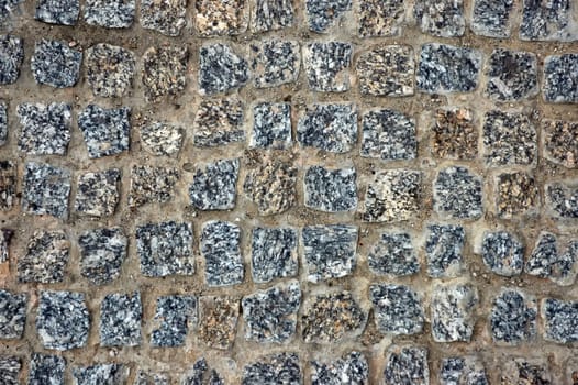 Stone block road pavement 