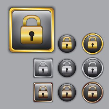 Padlock icons in gold, silver and bronze color