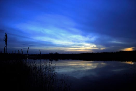 Late evening on the lake after sunset