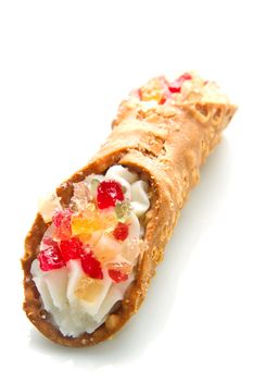 Sicilian cannoli with candied fruit