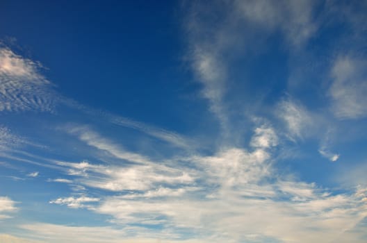 Skyscape on blue sky background